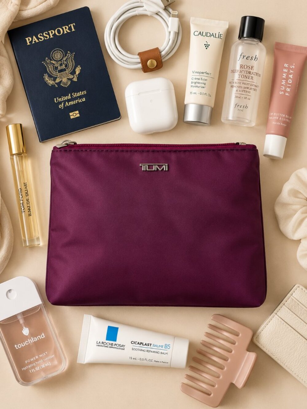 TUMI for Delta Purple Amenity Pouch Travel Cosmetic Toiletry Bag